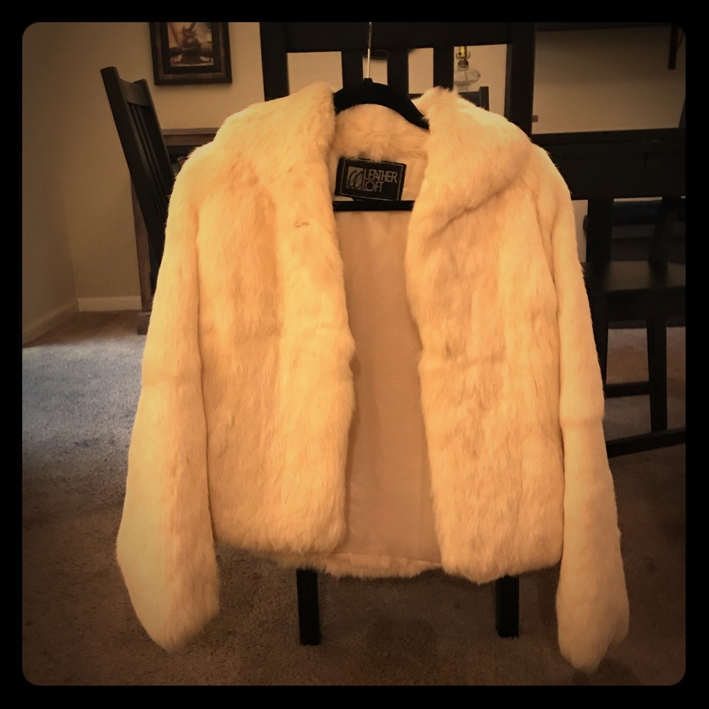 Vintage White Rabbit Fur Jacket